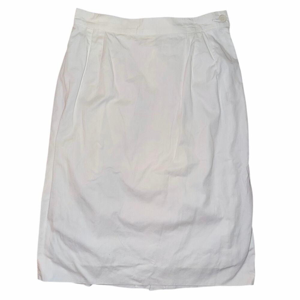 Vintage yves saint laurent white pencil skirt cotton France made 12 couture